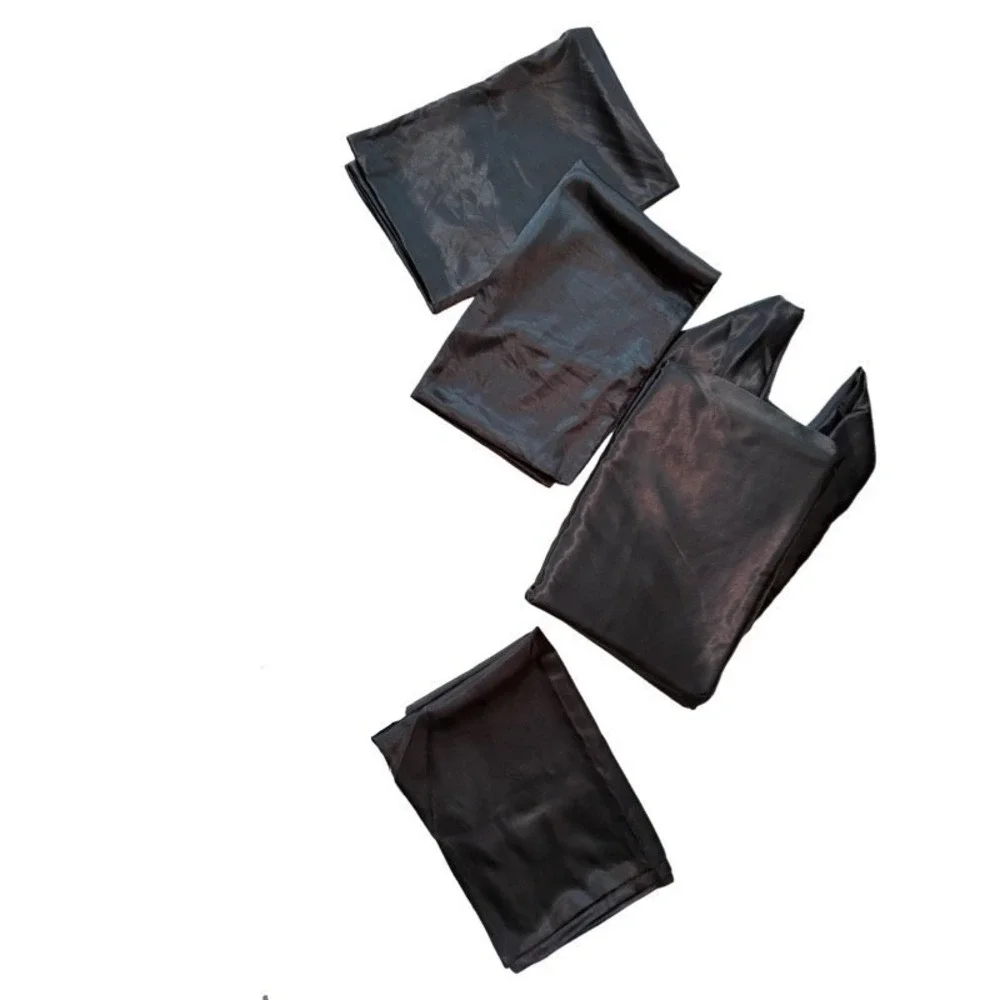Pothuiny Black Satin Polyester Duvet Sheet 4‎ Pillow Cases Full Double Bed  Goth